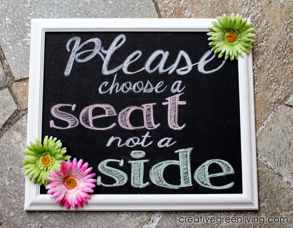 Black and Bright Wedding: Please Choose a Seat Not a Side Wedding  Chalkboard Sign Tutorial